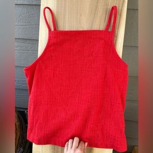Red Madewell Texture & Thread Linen Tank